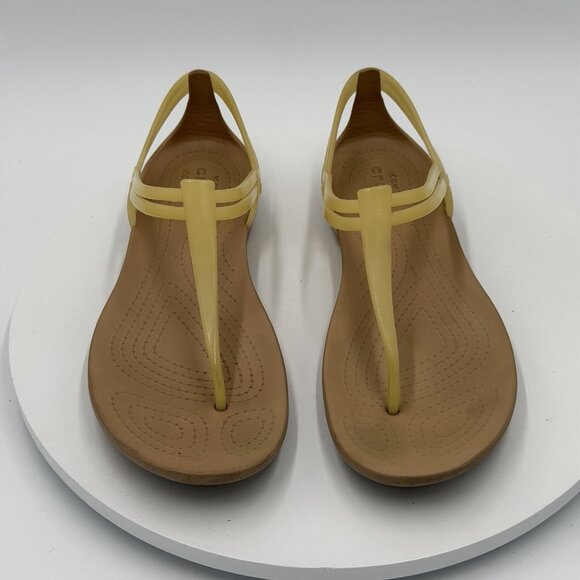 Crocs Women’s Size 8 Isabella T-Strap Sandals Yellow Jelly Thong - Picture 3 of 7
